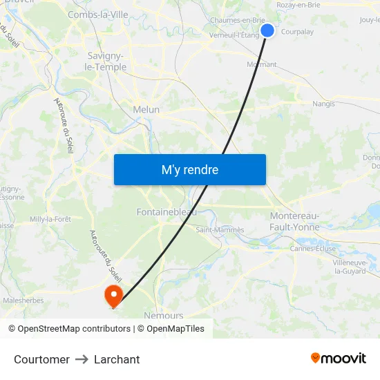 Courtomer to Larchant map