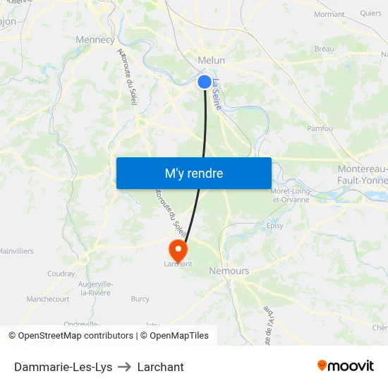 Dammarie-Les-Lys to Larchant map