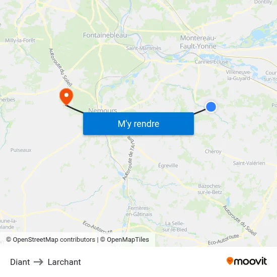 Diant to Larchant map