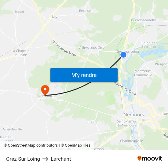 Grez-Sur-Loing to Larchant map