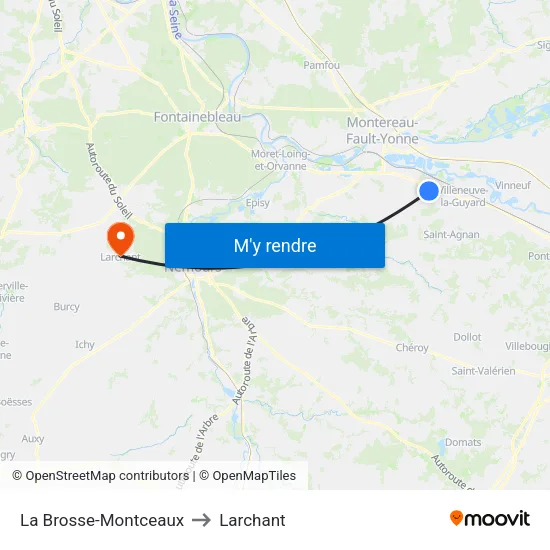 La Brosse-Montceaux to Larchant map