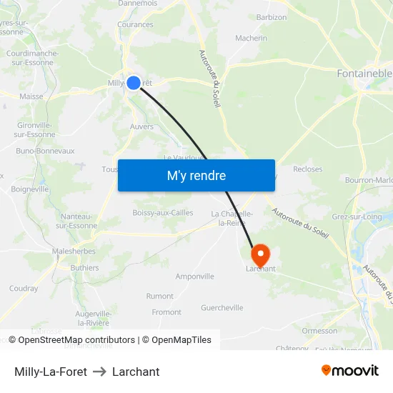 Milly-La-Foret to Larchant map