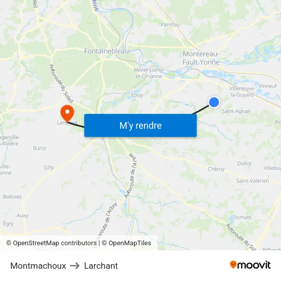 Montmachoux to Larchant map