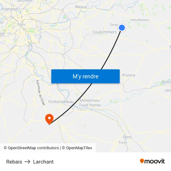 Rebais to Larchant map