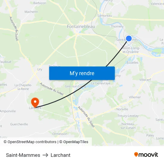Saint-Mammes to Larchant map