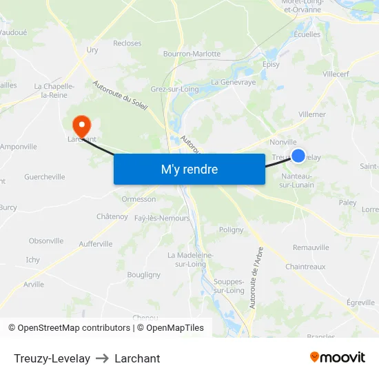 Treuzy-Levelay to Larchant map