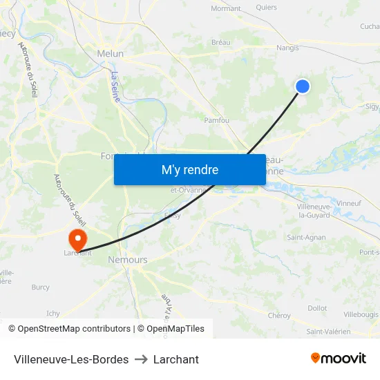 Villeneuve-Les-Bordes to Larchant map