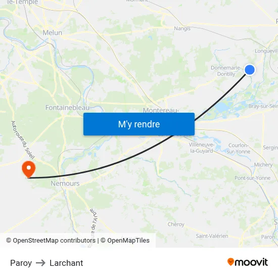 Paroy to Larchant map