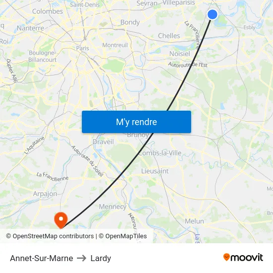 Annet-Sur-Marne to Lardy map