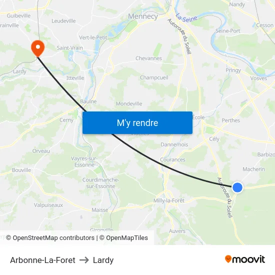 Arbonne-La-Foret to Lardy map