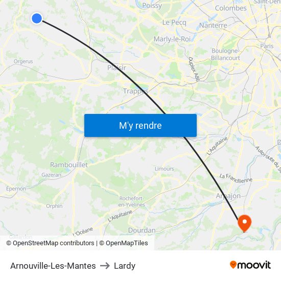 Arnouville-Les-Mantes to Lardy map