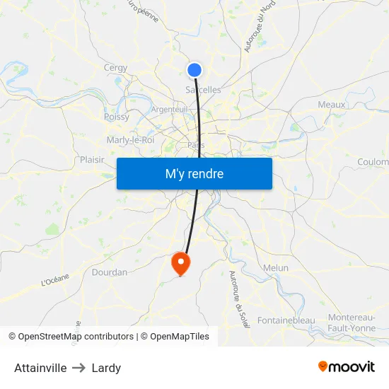 Attainville to Lardy map