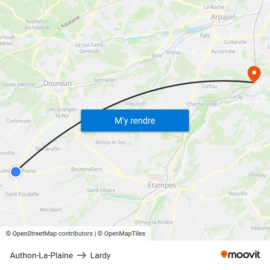 Authon-La-Plaine to Lardy map