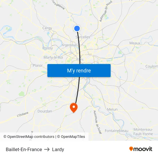 Baillet-En-France to Lardy map