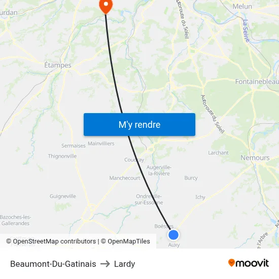 Beaumont-Du-Gatinais to Lardy map