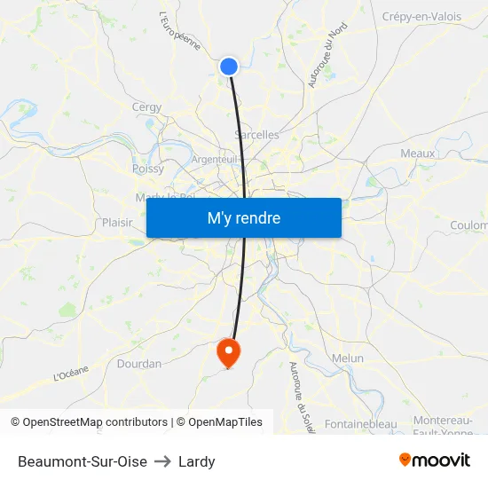 Beaumont-Sur-Oise to Lardy map
