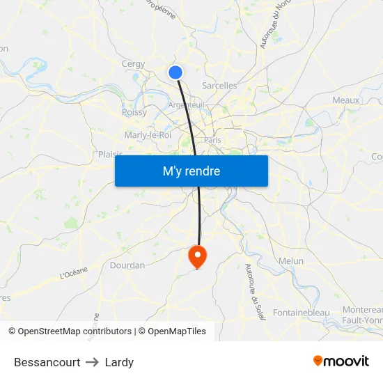Bessancourt to Lardy map
