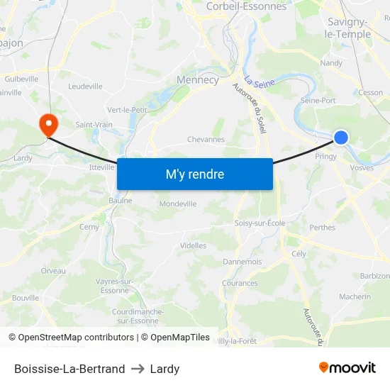 Boissise-La-Bertrand to Lardy map