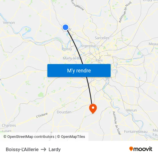 Boissy-L'Aillerie to Lardy map