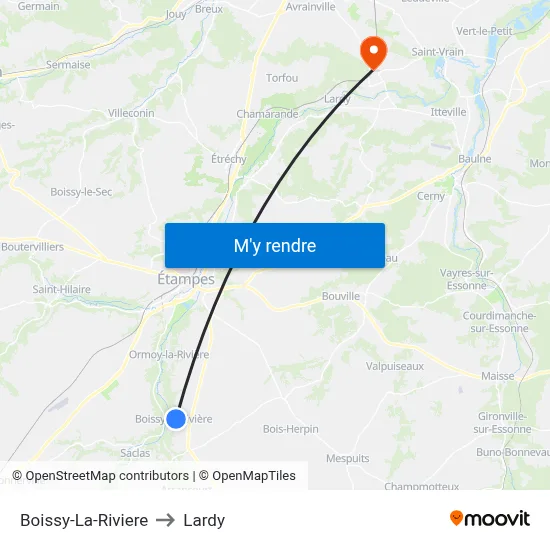 Boissy-La-Riviere to Lardy map