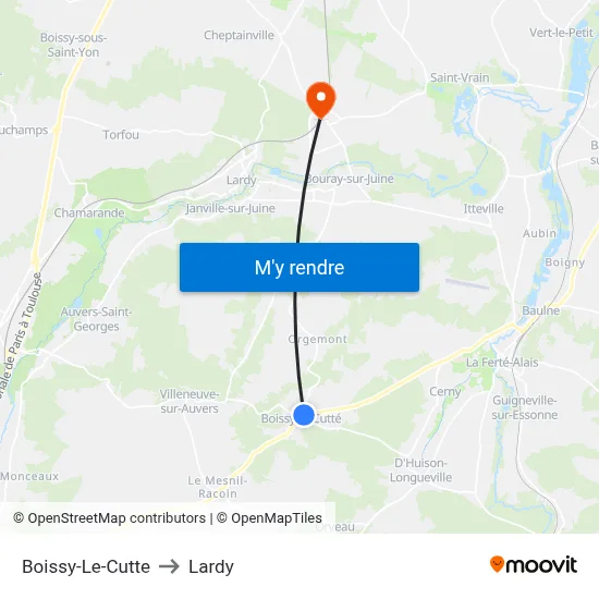 Boissy-Le-Cutte to Lardy map