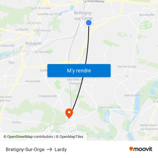 Bretigny-Sur-Orge to Lardy map