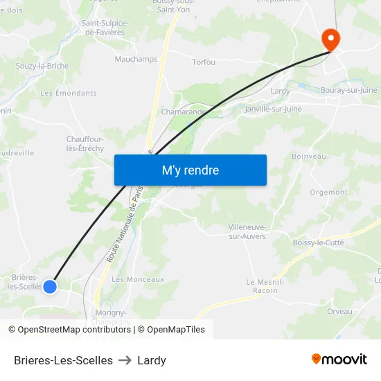 Brieres-Les-Scelles to Lardy map