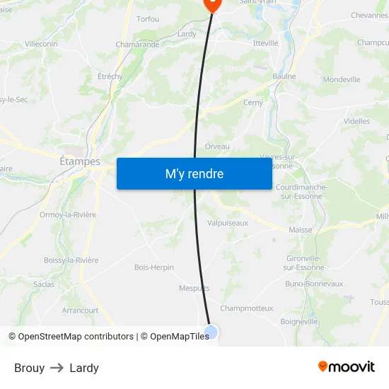 Brouy to Lardy map