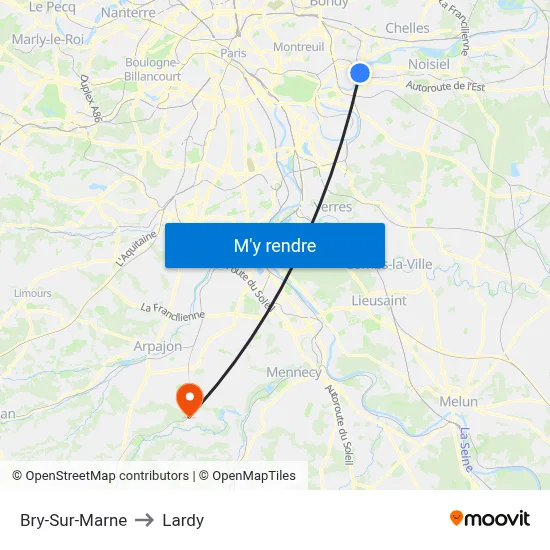 Bry-Sur-Marne to Lardy map