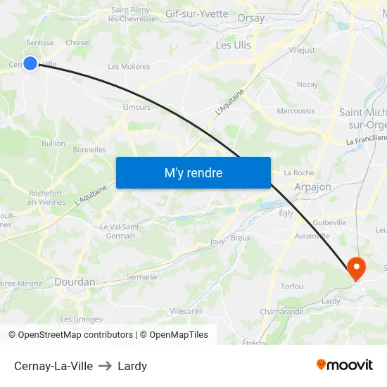 Cernay-La-Ville to Lardy map