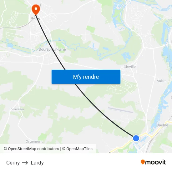 Cerny to Lardy map
