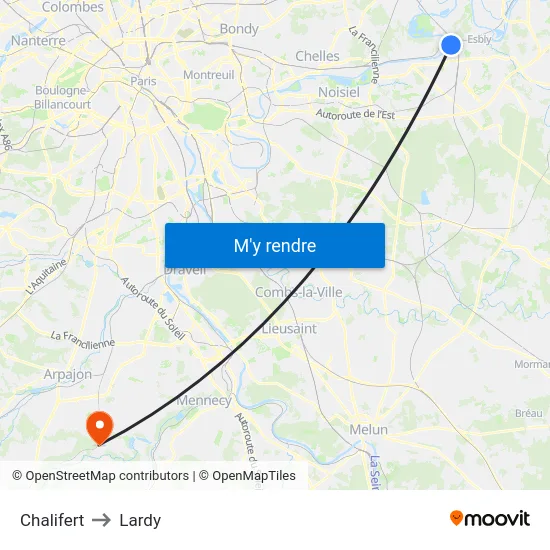Chalifert to Lardy map