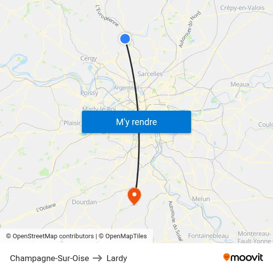 Champagne-Sur-Oise to Lardy map