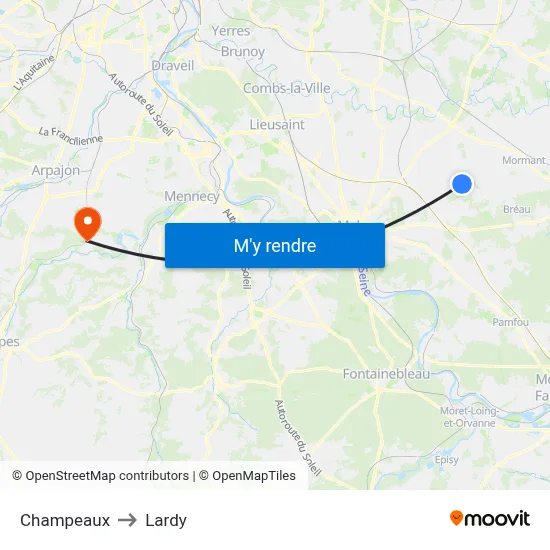 Champeaux to Lardy map