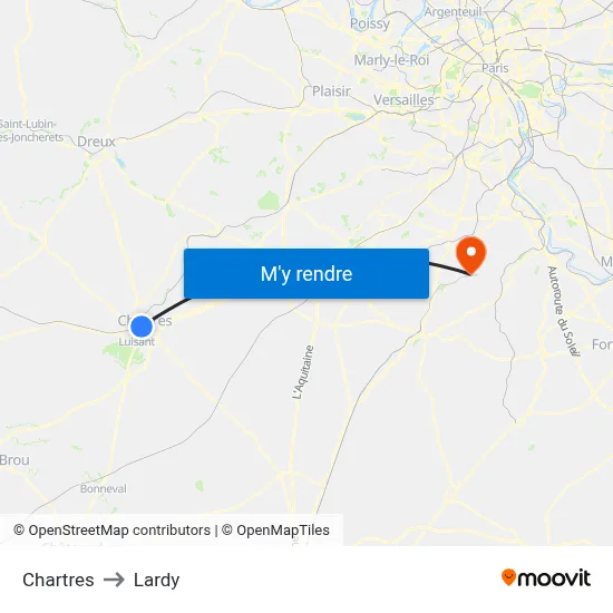 Chartres to Lardy map