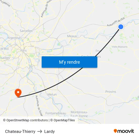 Chateau-Thierry to Lardy map