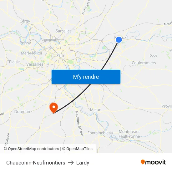 Chauconin-Neufmontiers to Lardy map