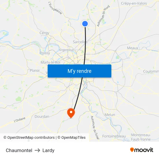 Chaumontel to Lardy map