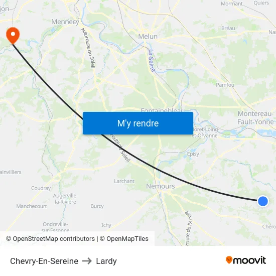 Chevry-En-Sereine to Lardy map