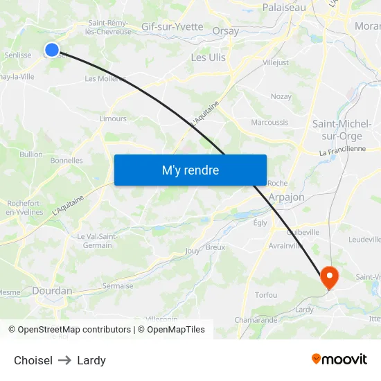 Choisel to Lardy map