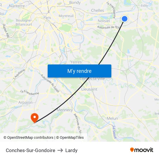 Conches-Sur-Gondoire to Lardy map