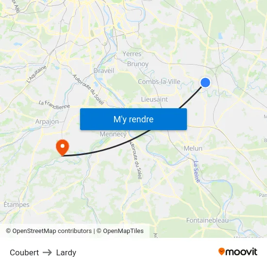 Coubert to Lardy map