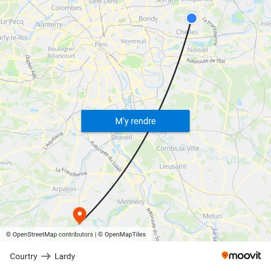 Courtry to Lardy map