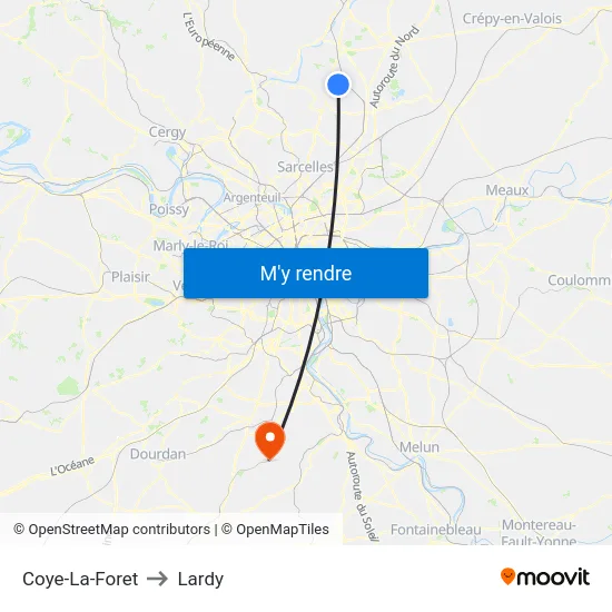 Coye-La-Foret to Lardy map