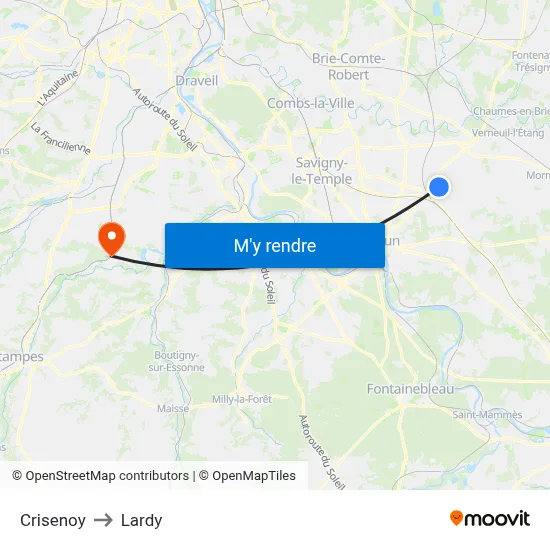 Crisenoy to Lardy map