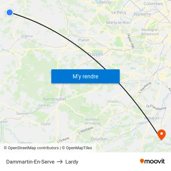 Dammartin-En-Serve to Lardy map