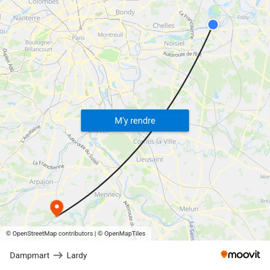 Dampmart to Lardy map