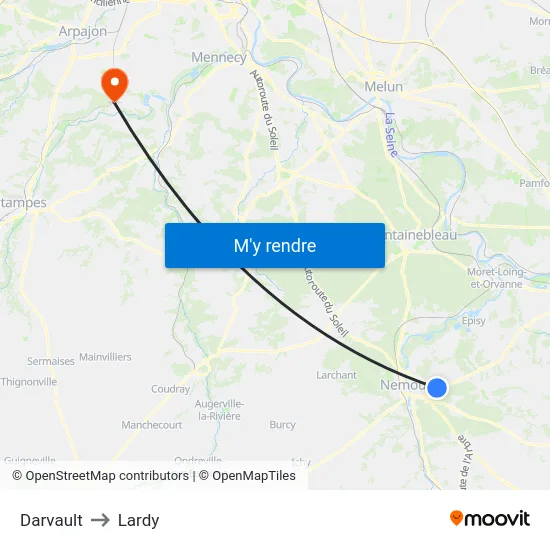 Darvault to Lardy map