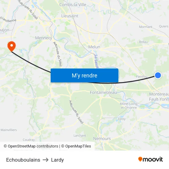 Echouboulains to Lardy map