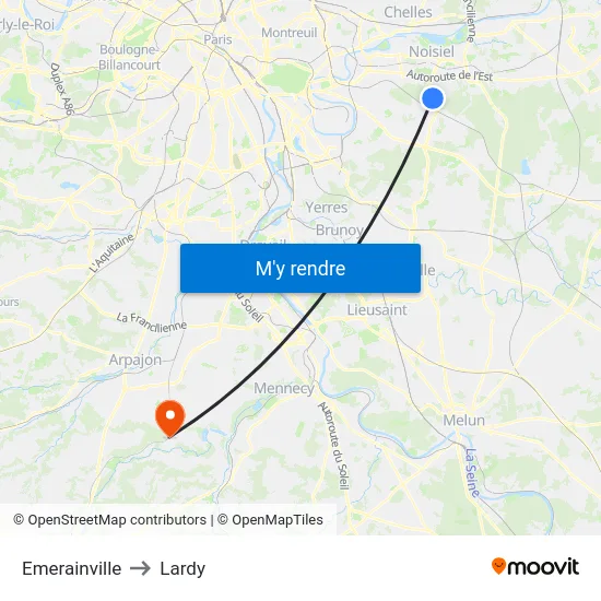 Emerainville to Lardy map